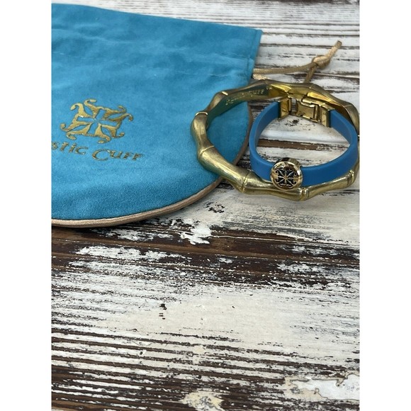 Rustic Cuff Jewelry - Rustic Cuff Bracelets Lot Of 2 Gold and‎ Turquoise Stackable